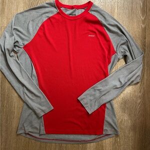 Patagonia Men’s Capilene Cool Daily Raglan Long Sleeve Shirt Sz Large Red Gray
